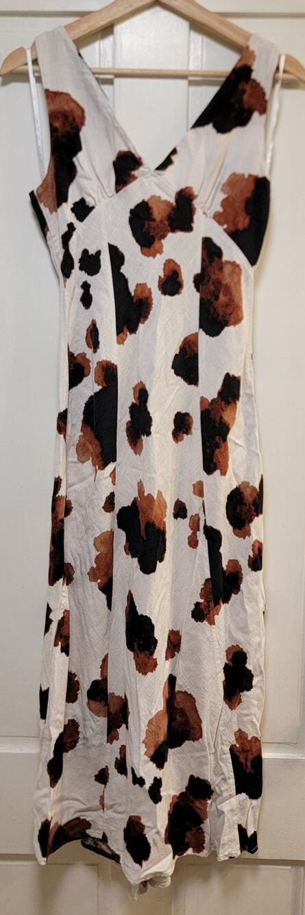 Paper Heart Cow Print V-Neck Midi Dress - Small